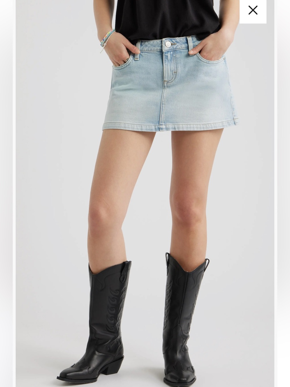 BP Low Rise Denim Miniskirt classic five-pocket style faded vintage wash size 24